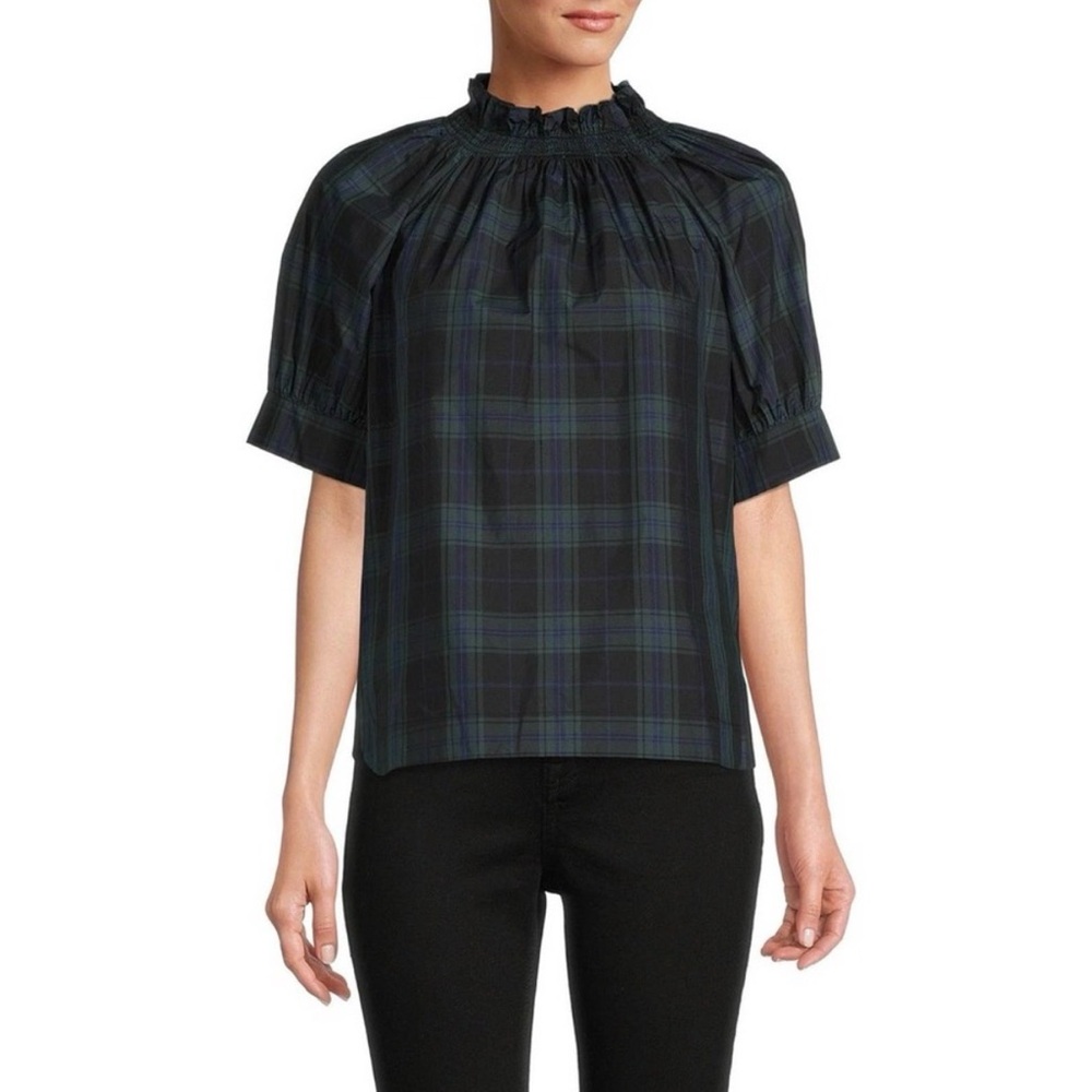 Antonio Melani Frieda plaid ruffle neck top 4